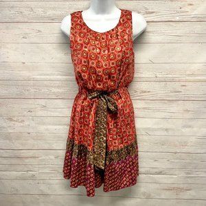 Anna Sui for Anthropologie Fiery Tiers Silk Dress
